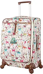 Mala feminina com estampa de design expansível com rodinhas giratórias