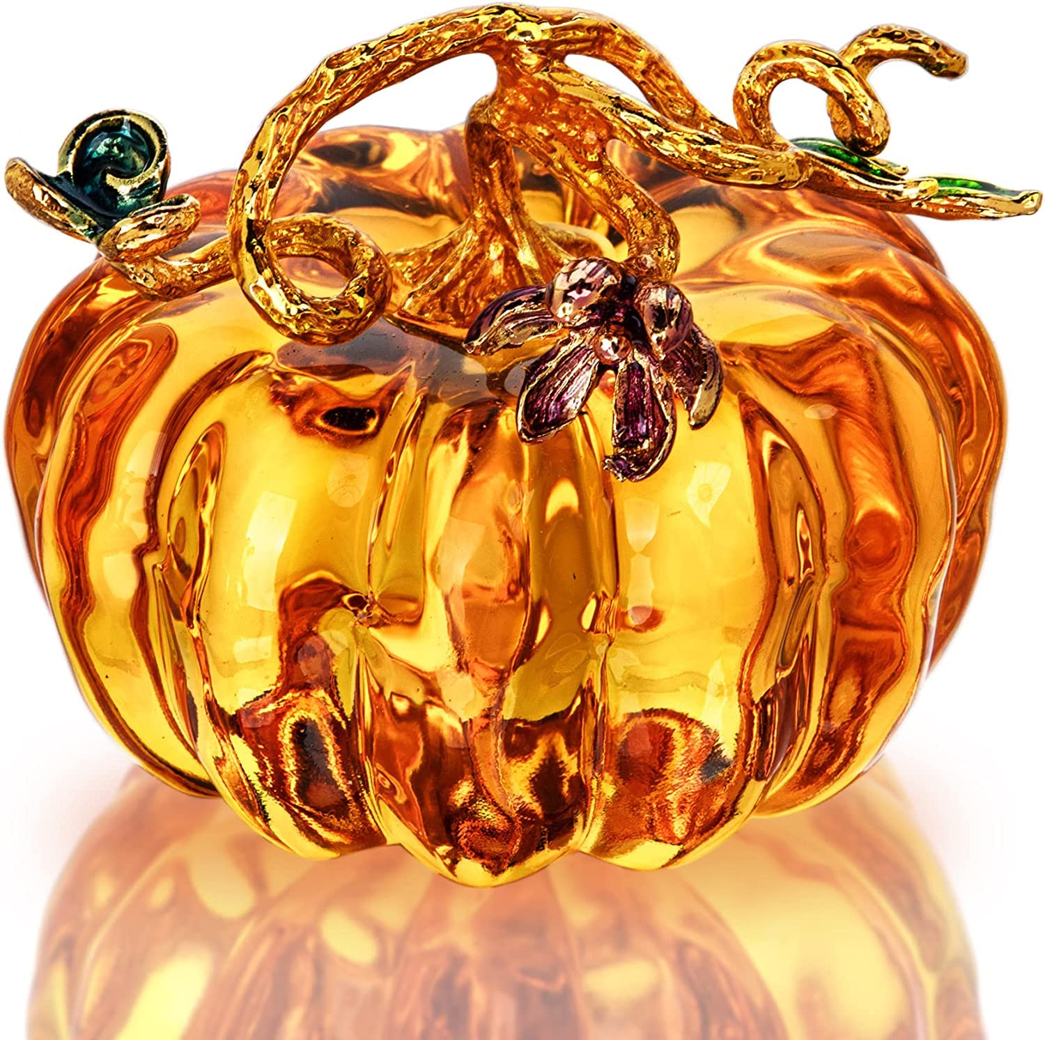 Hand Blown Glass Pumpkin Figurine Ornament Glass Collectible Figurine
