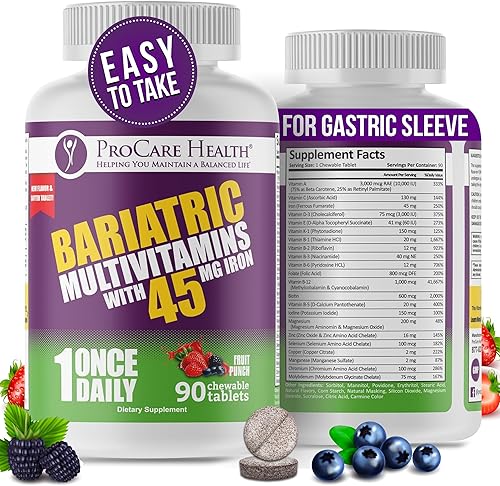 Multivitamínico bariátrico Once Daily  Masticable  Ponche de fruta de 45 mg  90 unidades