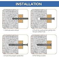 Vista 4 de Kit de anclajes y tornillos para paneles de yeso, 220 piezas, 110 anclajes de plástico, 110 tornillos de pared, incluye 6 anclajes de pared