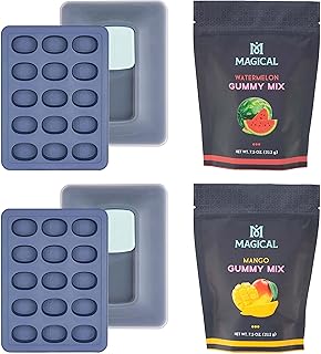 Magical Butter Gummy Mix & Silicone Mold Kit – Mango & Watermelon Normal Mix with 10 mL Gummy Mold – Fruity Gelatin Powder Candy Making Set