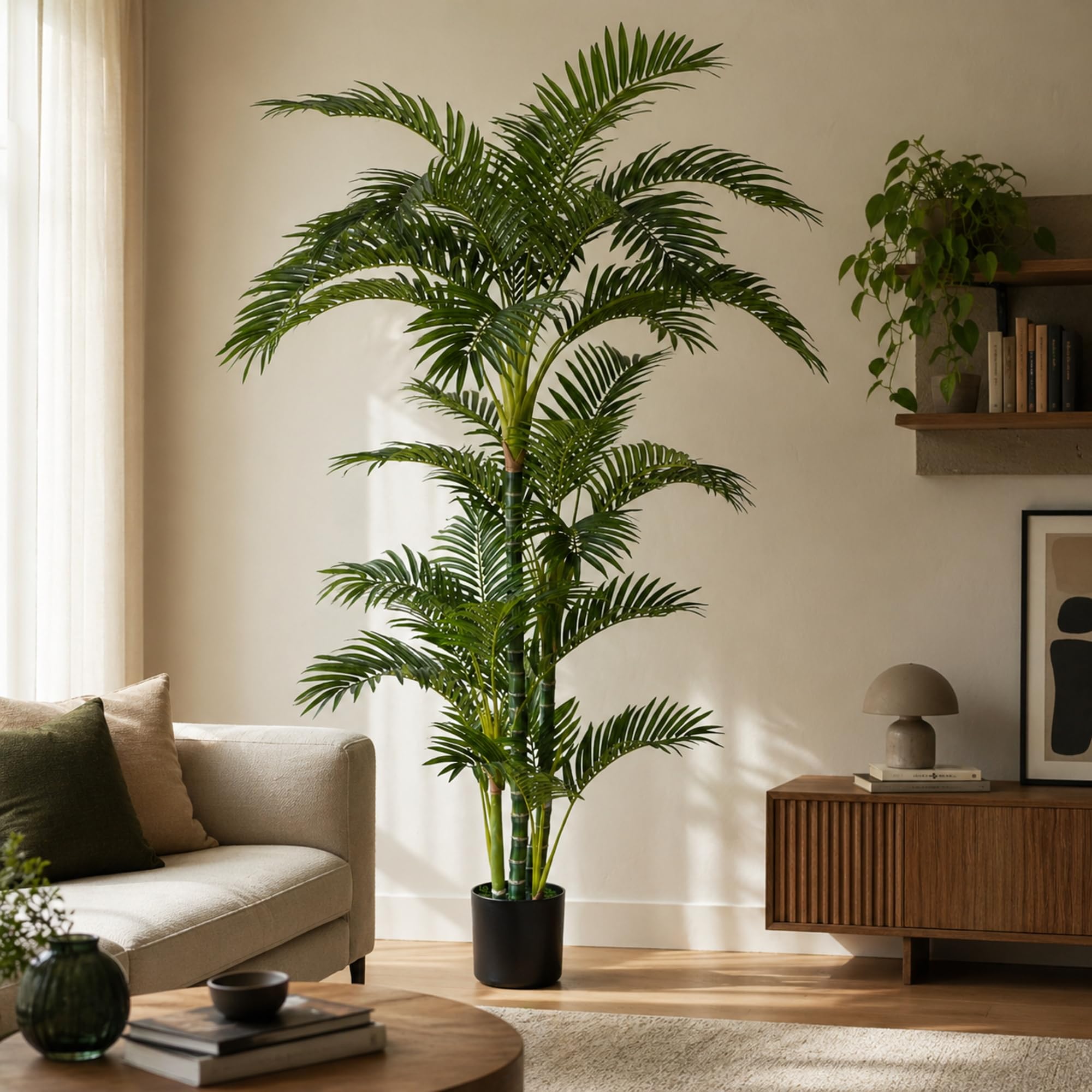 Seidenblumen Roß Arekapalme Deluxe 190cm DA Kunstpalme, Dekobaum Kunstpflanzen künstliche Palme Pflanzen Kunstpalmen, Home Deko künstliche Pflanze, Deco Dekoration Wohnzimmer Büro Schlafzimmer
