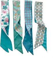 4 cachecóis modernos para mulheres, lenços boho multifuncionais, faixas de cabeça, cachecol de cetim para bolsa de acessórios de cabelo