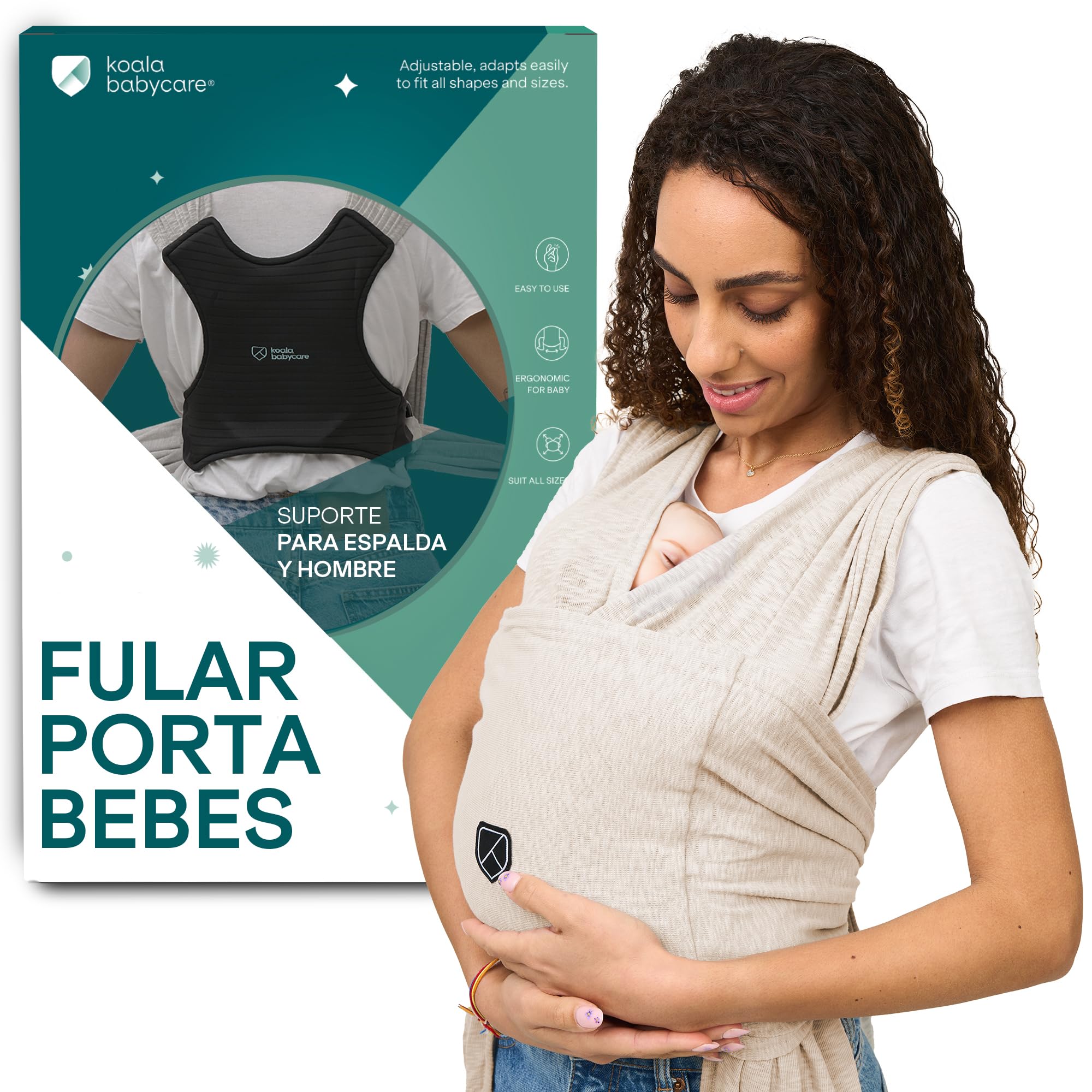 Koala Babycare - Fular Portabebés elastico fácil de usar y colocar, unisex ajustable, mochila multiusos apropiada hasta…