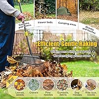 Vista 5 de Rastrillo de Jardín para Hojas: Rastrillo de Hojas de Metal de 18" de Ancho, Mango Ajustable de 65" de Largo, Resistente 25 Dientes, Rápido