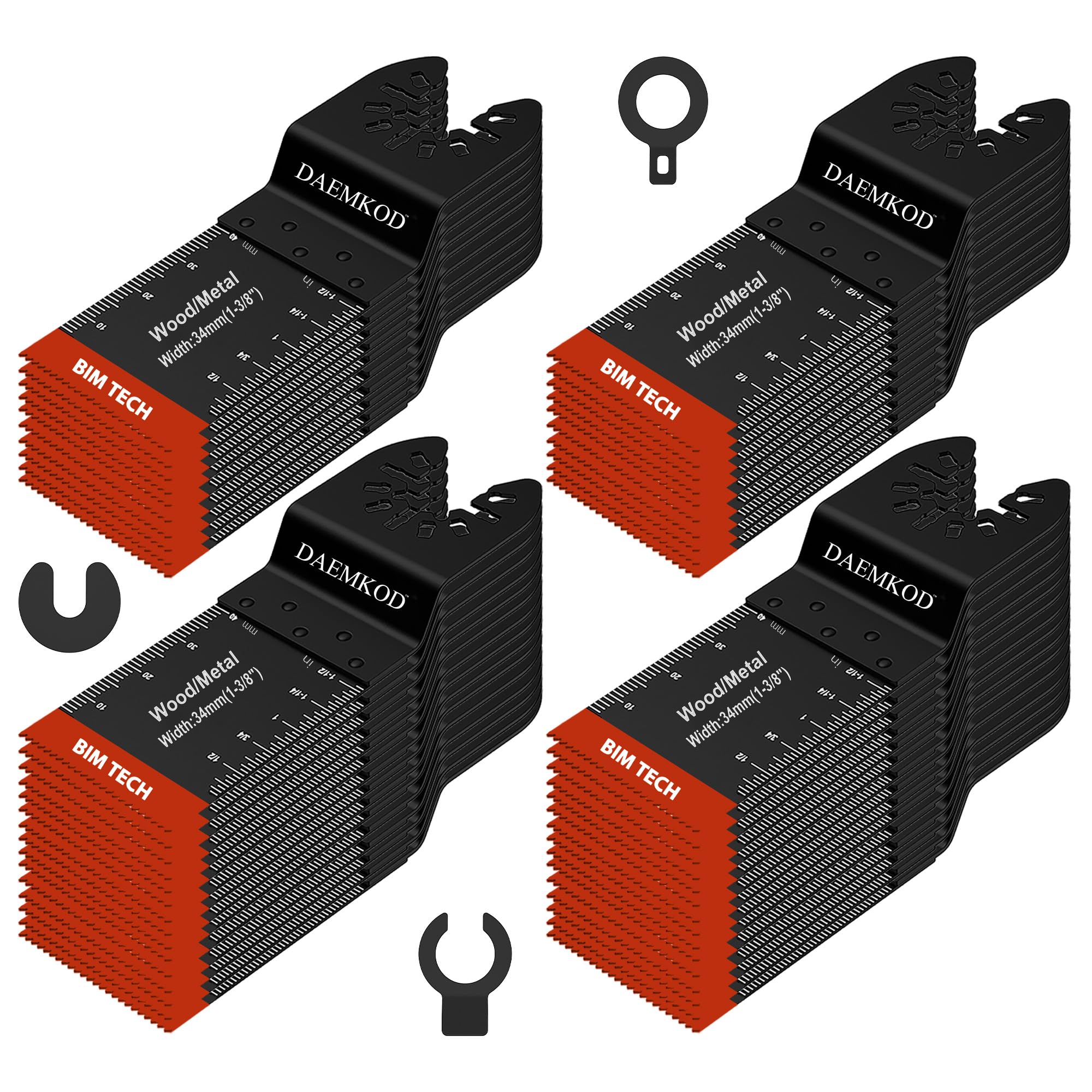 Paquete de 50 hojas de sierra oscilantes bimetálicas para corte de metal, cuchillas multiherramienta para metal blando, madera dura, plástico, cuchillas oscilantes de 34 mm, kits de cuchillas