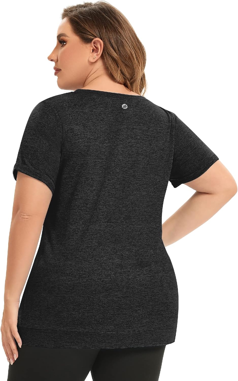 FOREYOND Women's Plus Size Workout Tops Short Sleeves Loose Fit Athletic Shirts Yoga Gym Running Clothing - Image 2