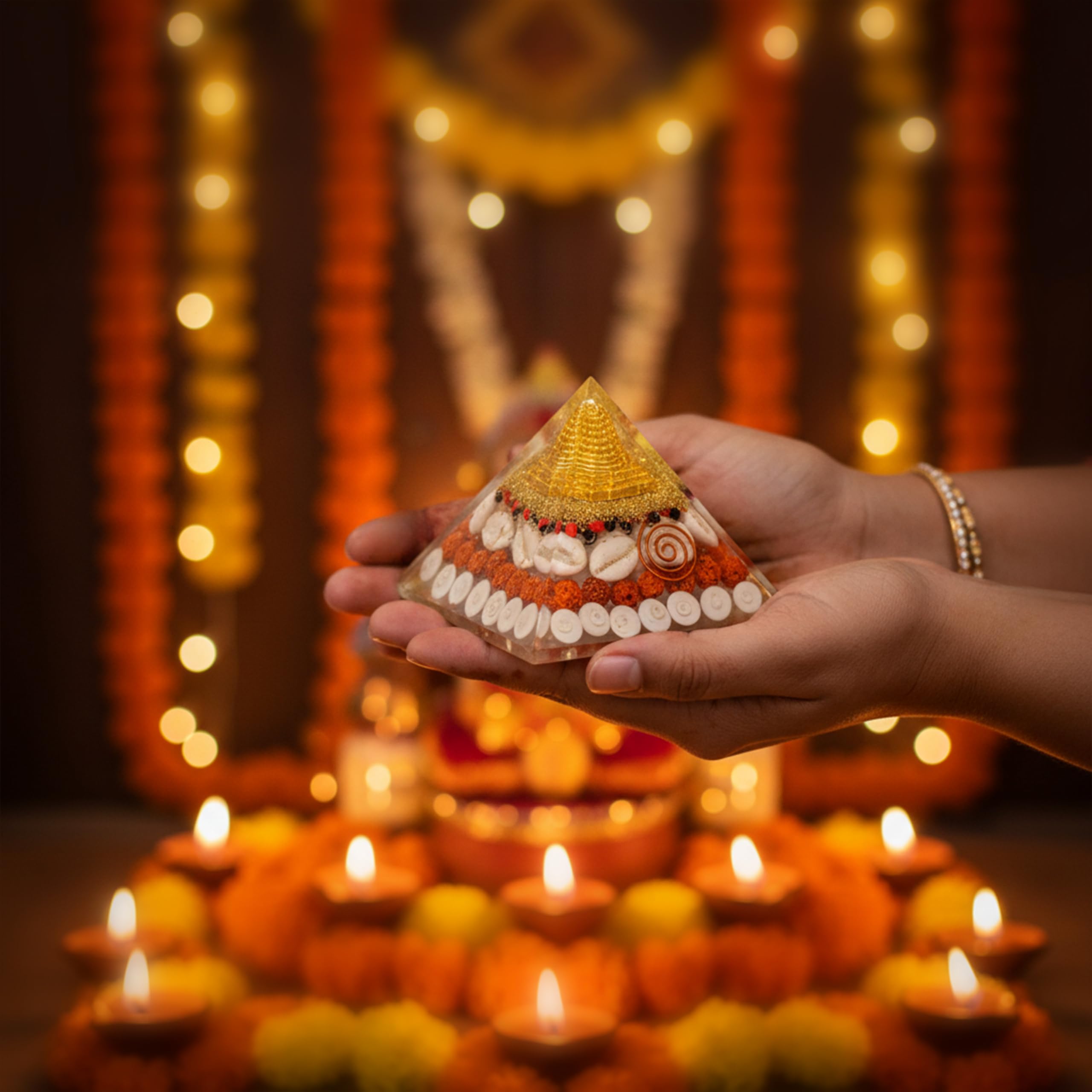 Gomti Chakra - Laxmi Pyramid - Shree Yantra - 75mm Lakshmi Wealth Pyramid - Vastu Items for Home - Gomati Chakra Original - Sri Yantra - Meditation - Retirement Gifts - Spiritual Items