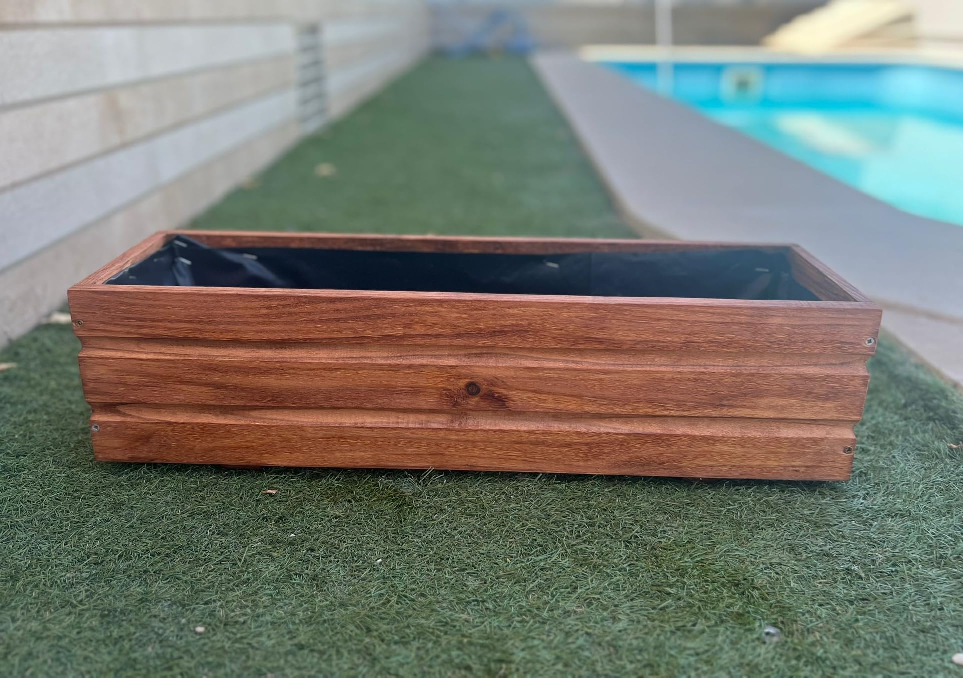 Macetero de Madera para Plantas de Exterior e Interior, con plástico impermeabilizante, Hecho a Mano, Grande de 60 cm de Longitud