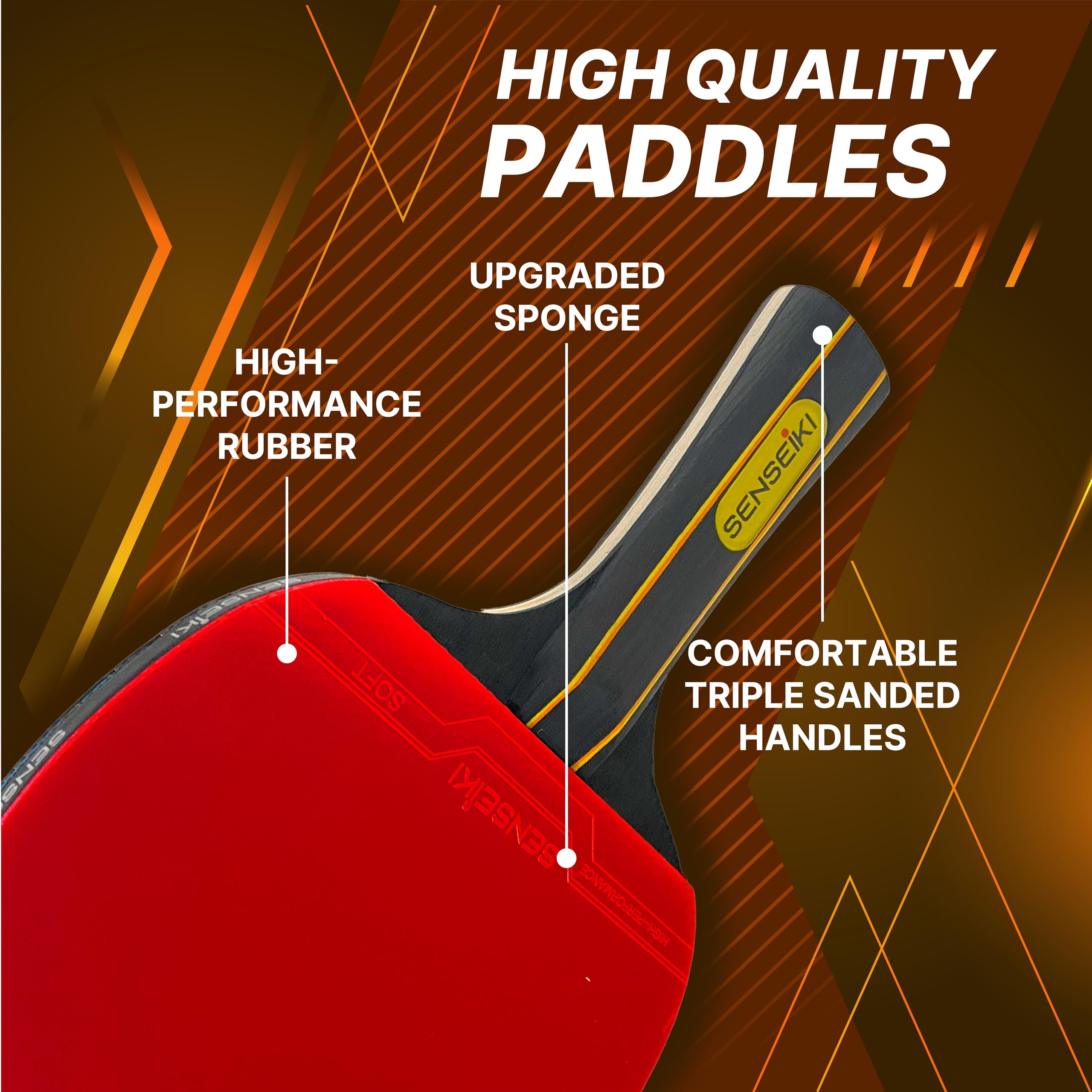 Ping Pong Paddles - Hochleistungs Set mit Premium Tischtennisschlägern, 3-Star Ping Pong Bälle, Kompakter Aufbewahrungskoffer | Tischtennis-Set