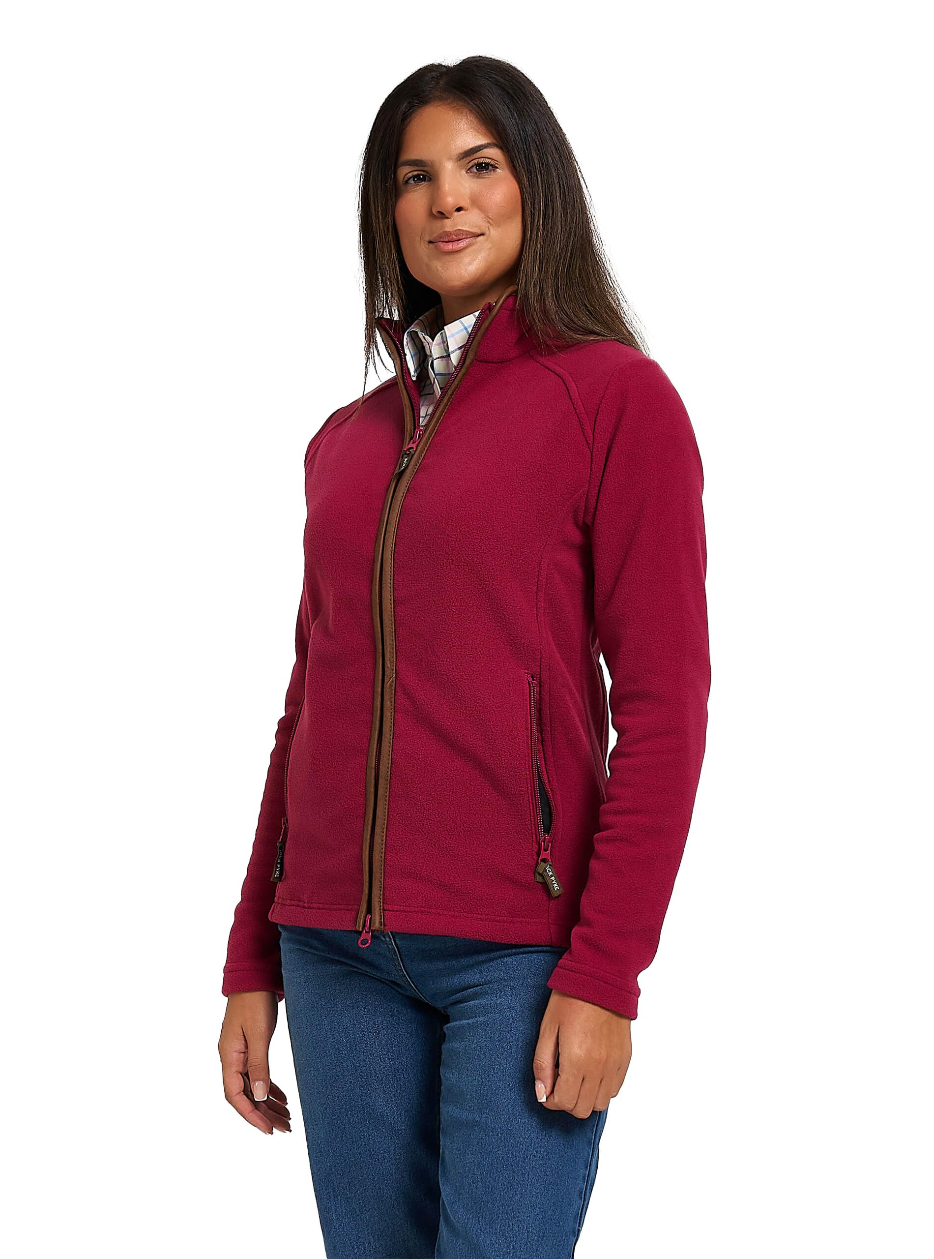 JACK PYKE Womens Fleece Jacket – Lightweight and Breathable Ladies Fleece jacket with Full Zip, Long Sleeves, Zipped Pockets, Faux Leather Piping – Ideal for Travel and Outdoor Sports – Roselle XXL