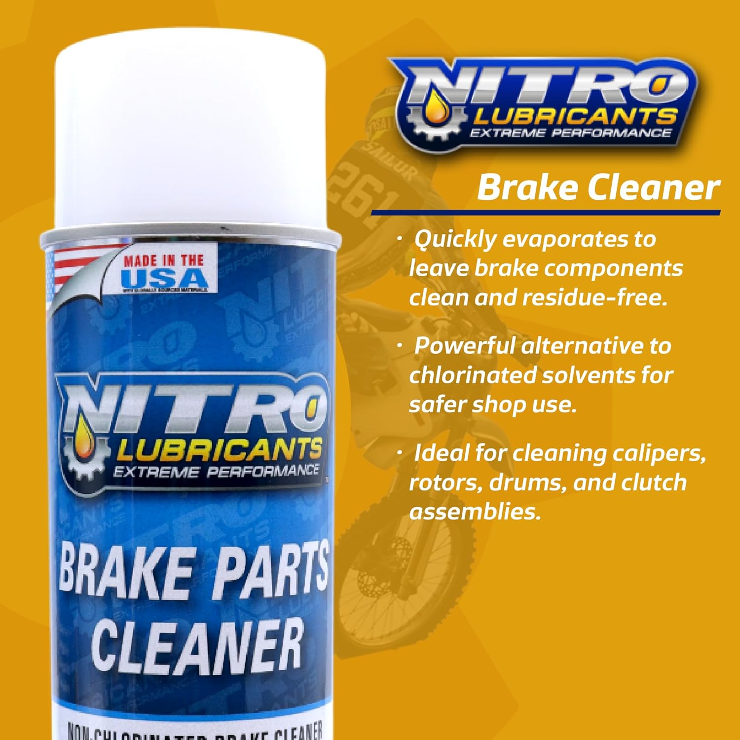 Nitro Lubricants Brake Cleaner – Fast-Drying, Non-Chlorinated Formula Removes Grease, Oil, Tar, and Brake Fluid – Residue-Free Performance – 12oz – Made in USA (12-Pack)
