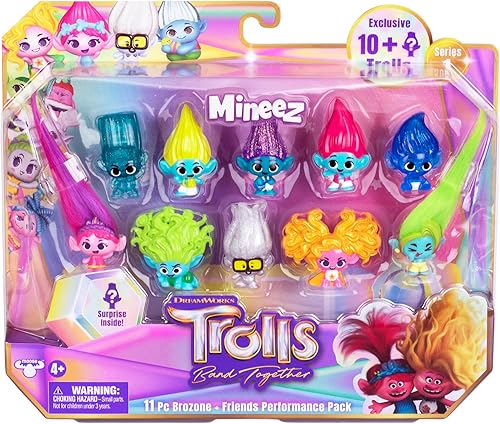 Miniatura 3 de Trolls DreamWorks Band Together Mineez - Paquete de 11 piezas de Brozone + Friends, 11 figuras coleccionables de Mineez de 1.5 pulgadas y 1 accesorio