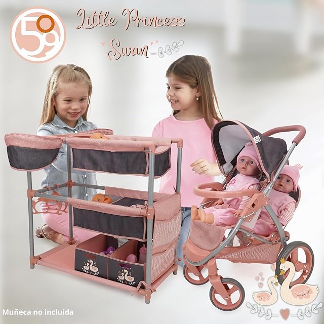 Foto 6 de 6 de 509 Crew 17 Piece Deluxe Twin Doll Play Set, Doll Tandem Stroller, Sleep and Feed Play Station