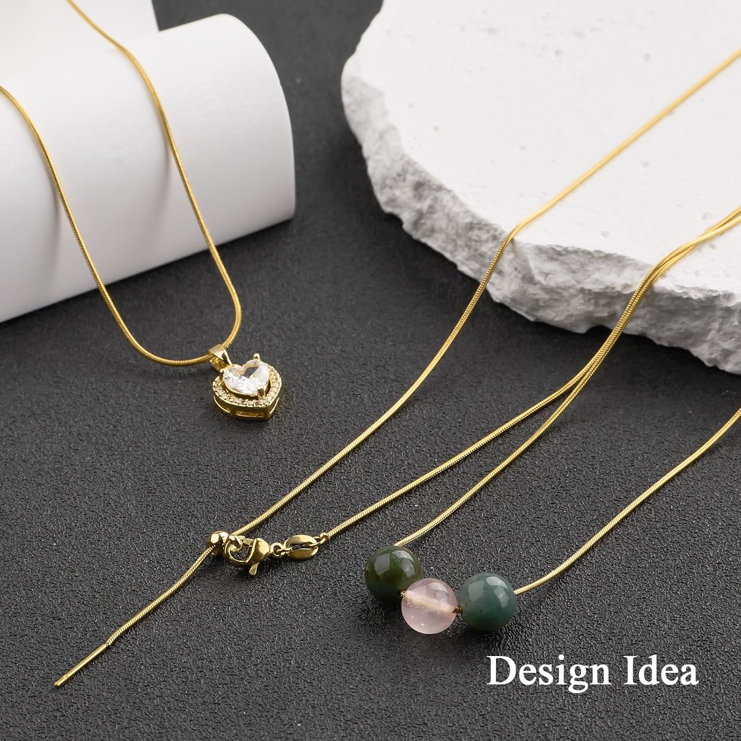 GTVOODX 10Pcs 18k Gold Plated Snake Chain Necklace Stainless Steel 1mm Threader Adjustable Necklace Bulk with Rubber Stoppers for Jewelry Making 20 Inches - Image 6