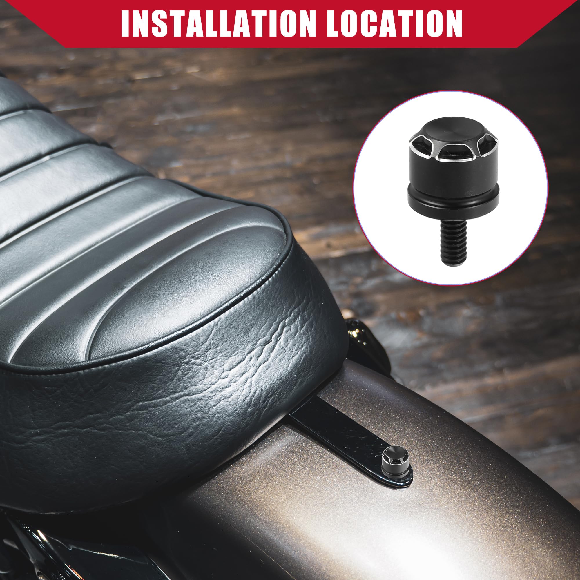 A ABSOPRO Tornillo De Asiento Para Harley Davidson Sportster 96-03 1 Pieza | Color Negro, Material Aleación Aluminio, Tamaño 33X20Mm, Rosca 1/4"-20, Para Harley Touring, Para Harley Softail