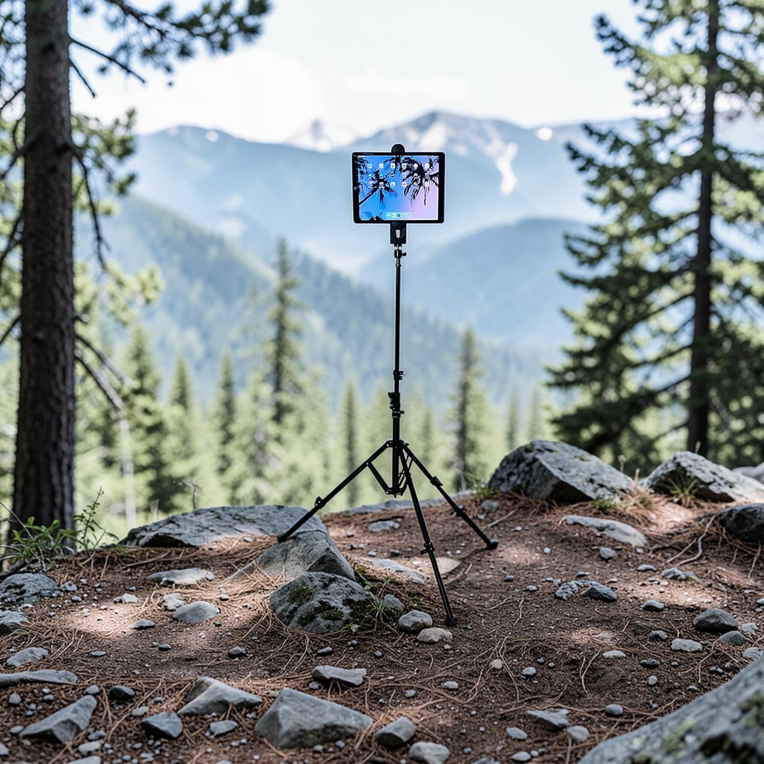 Socialite Elevate Reverse Leg Heavy Duty Light Stand/Tripod, Includes Universal Tablet & Phone Mount for iPad & Smartphone, Perfect for Travel and All Photography, Video. Adjusts 18.9" to 8 feet