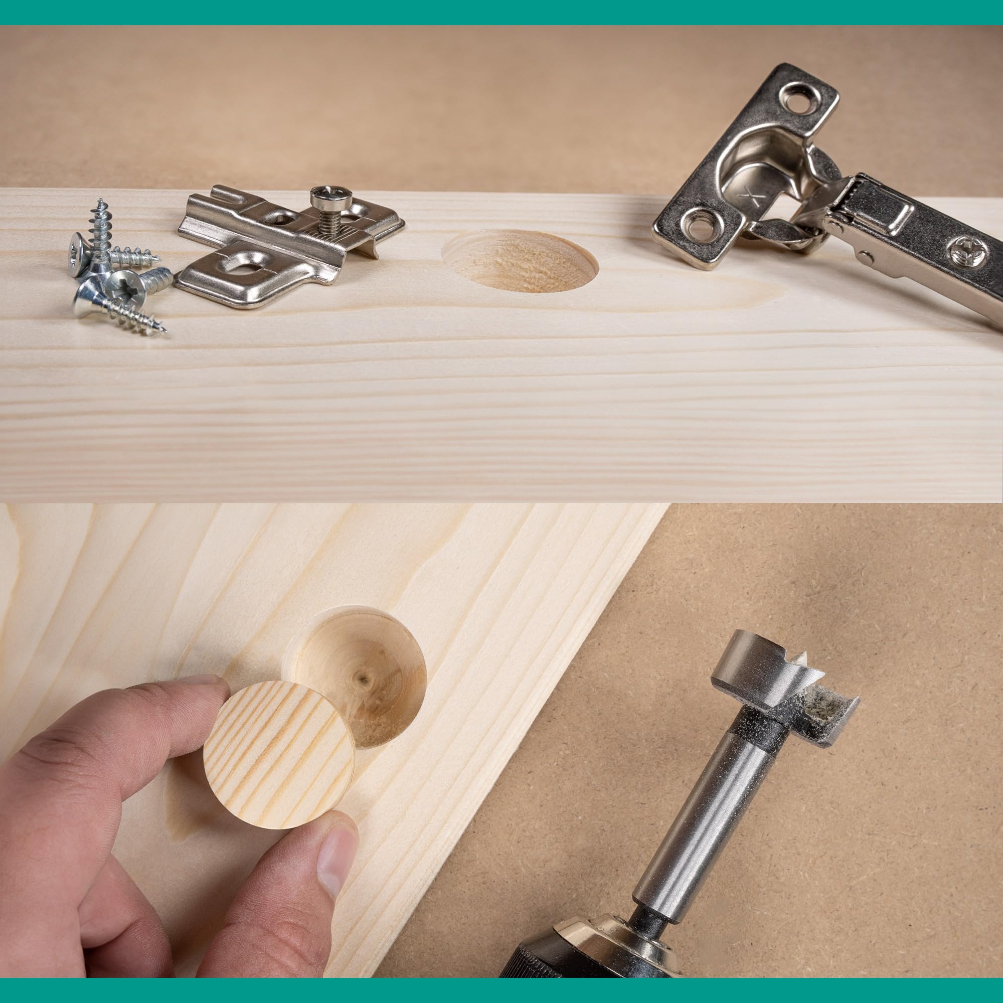 ENT 25100 Set de 5 mèches Forstner Ø 15–35 mm en acier à outils, pointe de centrage, pour trous borgnes, dans coffret en bois