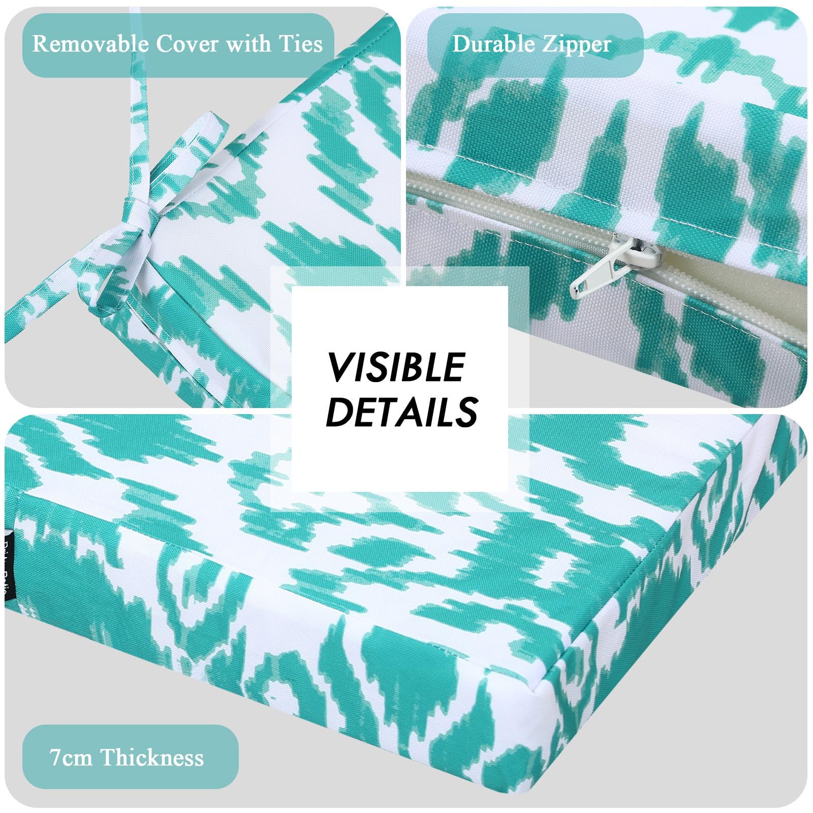 PRIMEPATIO Outdoor Garden Chair Cushions Set of 2, Thick 7cm - Image 4