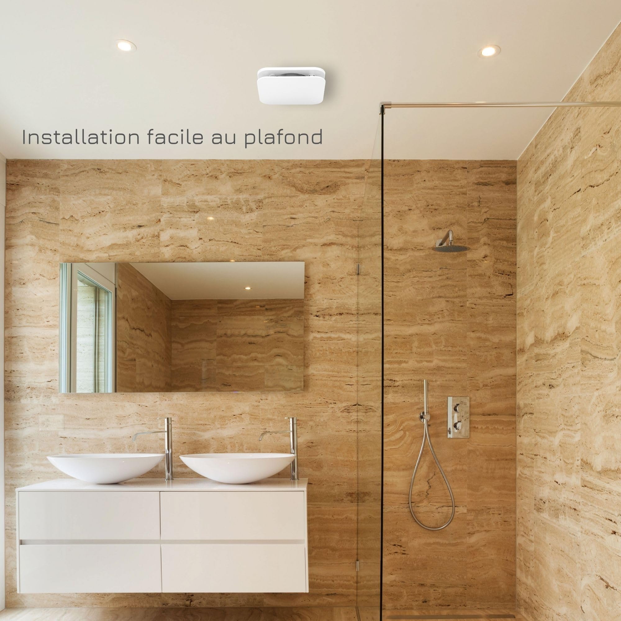 Turbionaire Trend 100 PWM Ventilateur de salle de bain, Capteur de présence, Blanc mate, 100 mm, 35 Pa, Clapet anti-retour, Silencieux, IPX4, Contre l'Humidité et la Moisissure