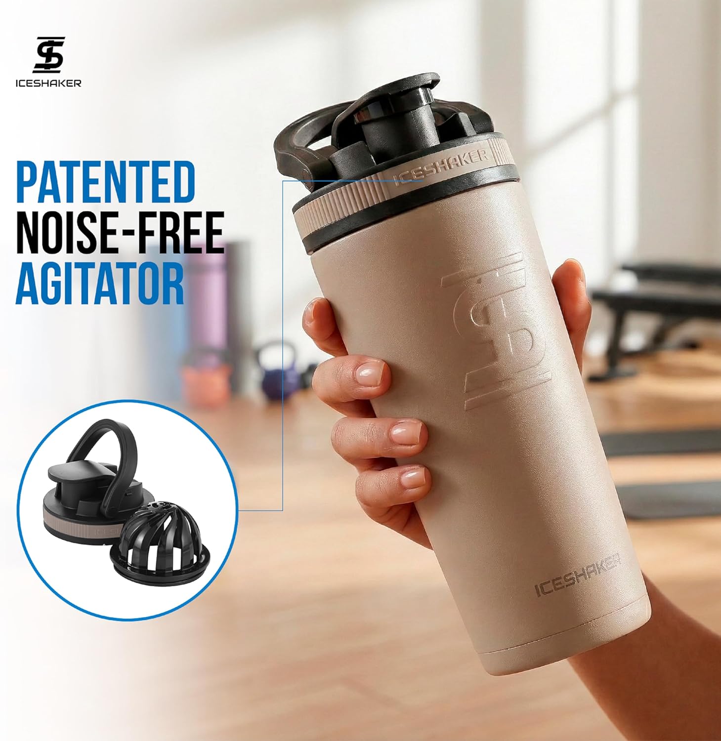 Ice Shaker Insulated Stainless Steel Shaker Bottle | 26oz, Java | Cold for 30+ Hours | Insulated Cup with Twist-on Agitator | Odor-Free Bottle for Protein Shakes, Water, Smoothies, Cocktails - Image 5