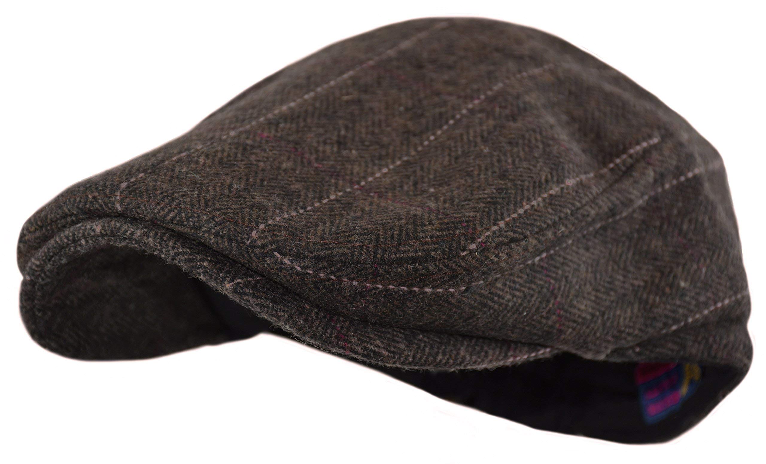 Wonderful Fashion Men's Classic Herringbone Tweed Wool Blend Newsboy Ivy Hat (Large/X-Large, Charcoal)