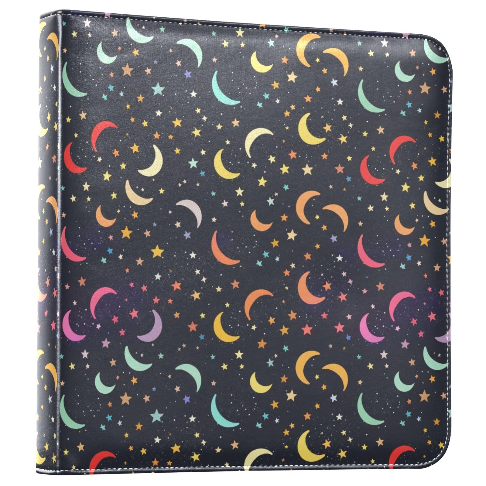 JIPONI Dreamy Stars Moon Large Photo Album, DIY Leather Cover Scrapbook Albums for 4x6 5x7 6x8 Pictures, Self Adhesive Memory Book for Wedding, Baby, Family