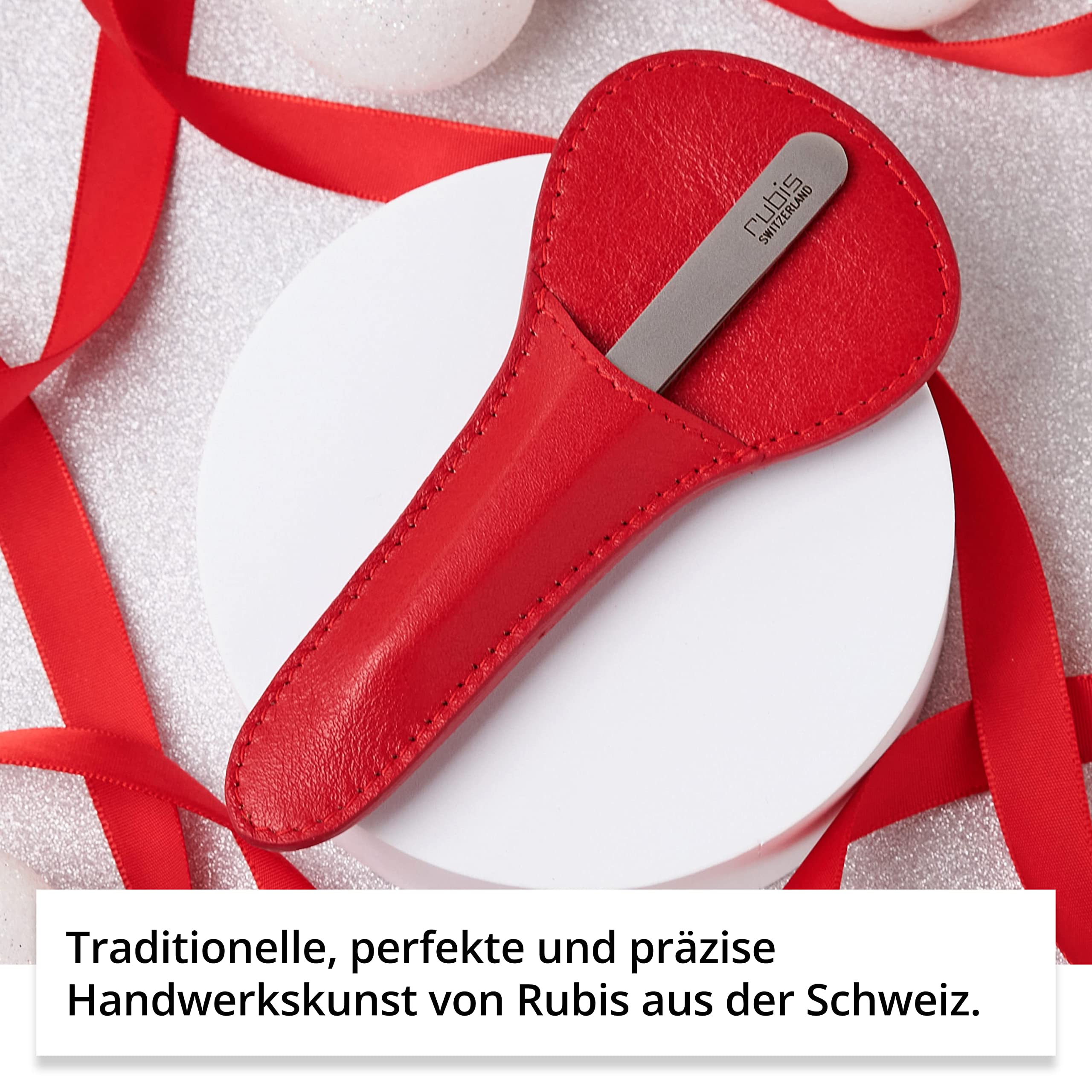 Rubis Maniküre Set mit Nagelschere und Pinzette zum Augenbrauen zupfen - Nagelset klein 2 teilig - Nagelpflegeset und Pinzetten Etui