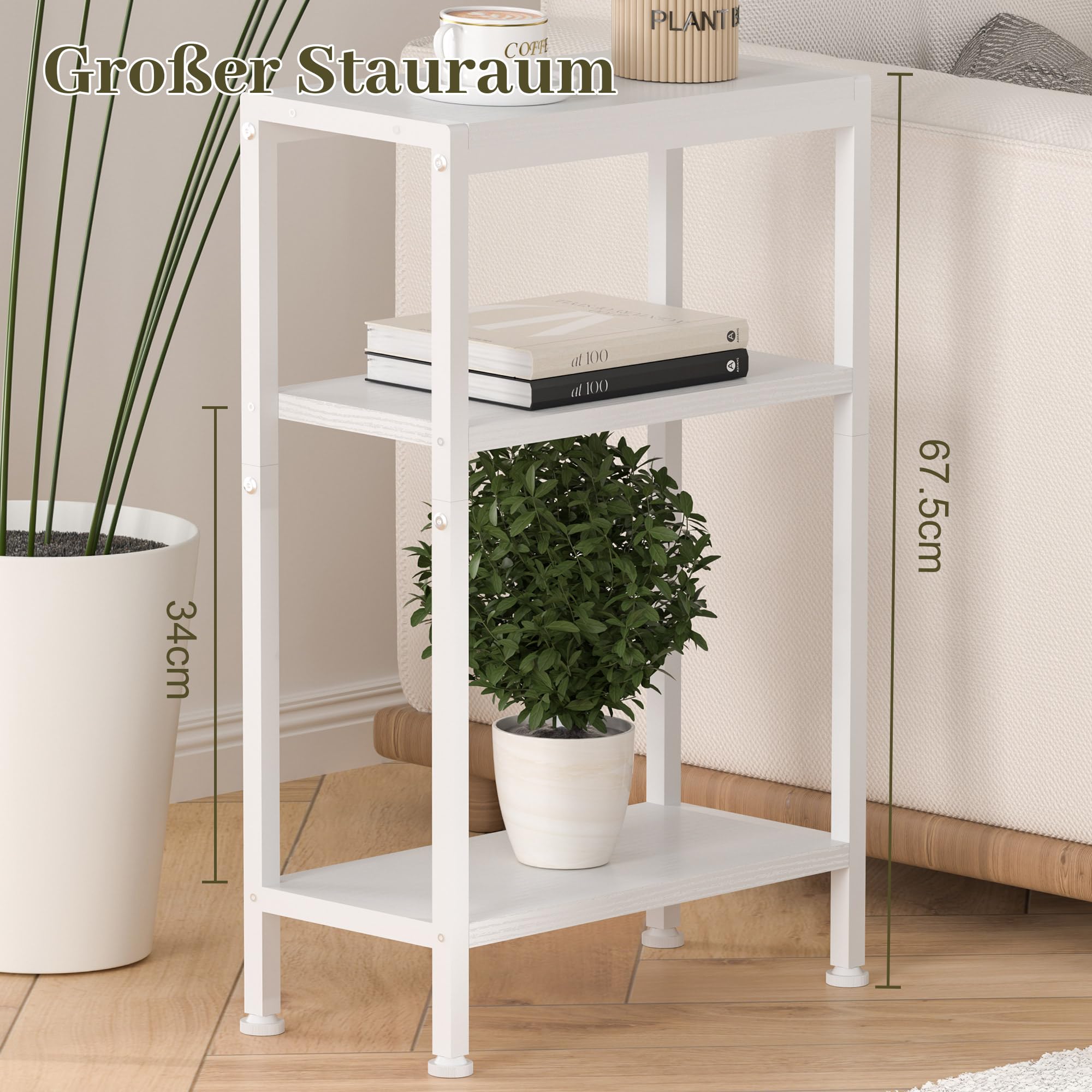 TRANKIELO® - Elegante Industriële Bijzettafel - Nachtkastje Met 2 Laden Smalle Salontafel Voor Kleine Ruimtes Donkerbruin Houtlook Design