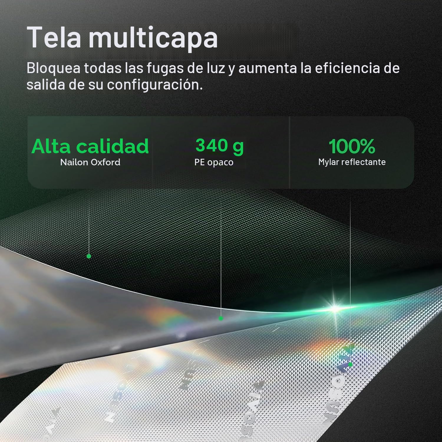 VIVOSUN Tienda de Cultivo Pequeña 50x36x54cm, Cultivo Hidropónico, Tienda de Cultivo Interior de Mylar Altamente Reflectante, Fondo Sellado, Ventana de Ventilación, Puerto de Orificio para Cables