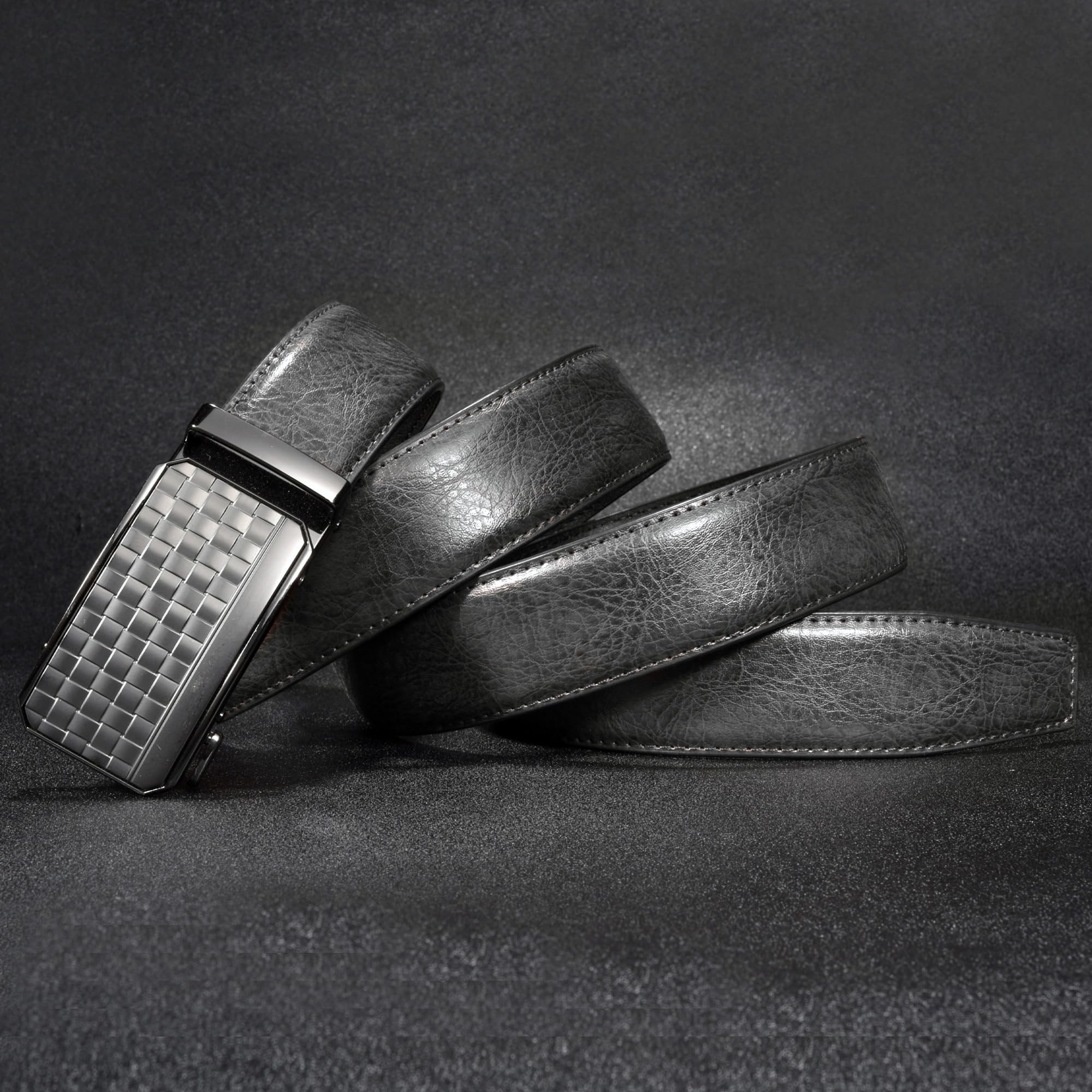FEFLO Cintura Uomo, Cintura Pelle con Fibbia Automatica cricchétto, Larghezza 35 mm,Taglia Regolata, Adatto per abbigliamento da lavoro e casual