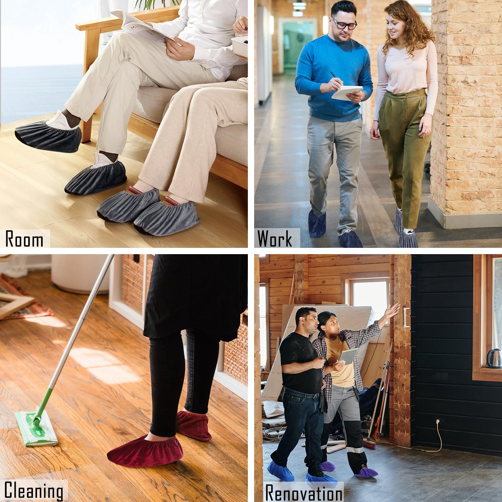 6 pares de fundas reutilizables antideslizantes para zapatos, universales, suaves, lavables, gruesas, para interiores, oficina, limpieza