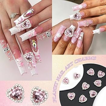 Amazon.com: YAEISM 12mm Heart Nail Art Charms - 10pcs 3D