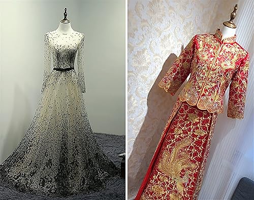 Miniatura 4 de Soporte ajustable para maniquí, forma femenina, torso corporal, base de madera, brazos y cabeza de corona, estante de maniquí para vestido de novia