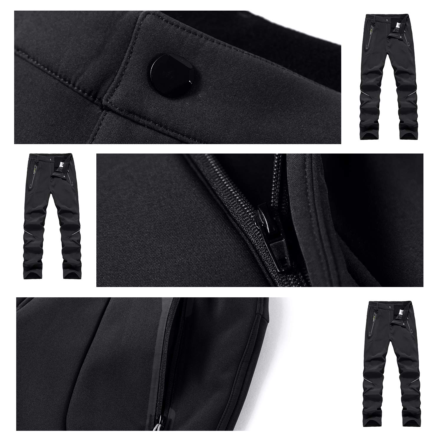 BWBIKE Pantaloni Invernali da Uomo in Pile Spessi Caldi Caldi Pantaloni idrorepellenti Antivento Pantaloni da Trekking Pantaloni Soft Shell da Uomo
