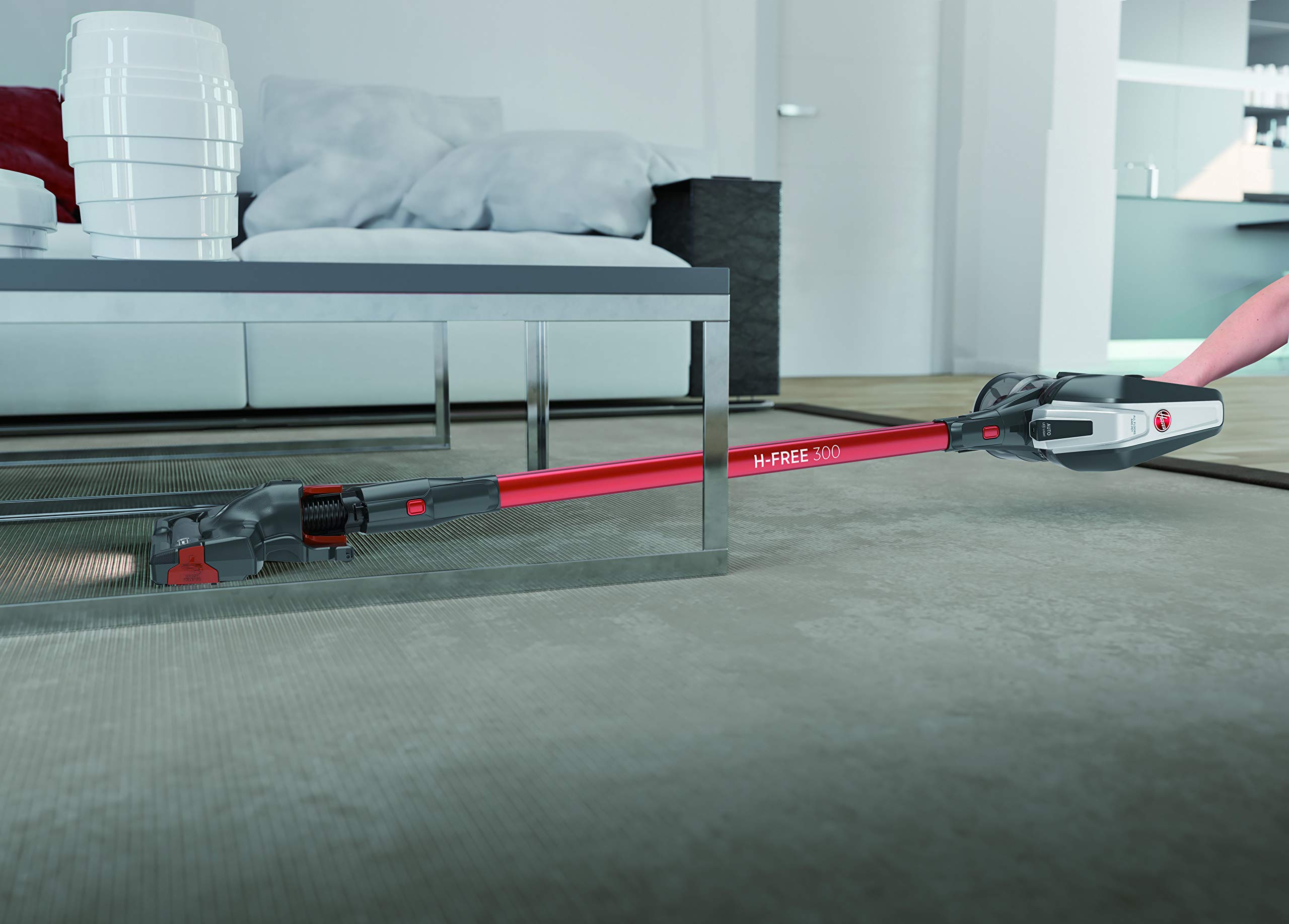Hoover Hf322Afp 011 39400957 Scopa Ricaricabile senza Filo, 44.4W, 80 Decibel, Grigio Ossidiana e Rosso Metallizzato
