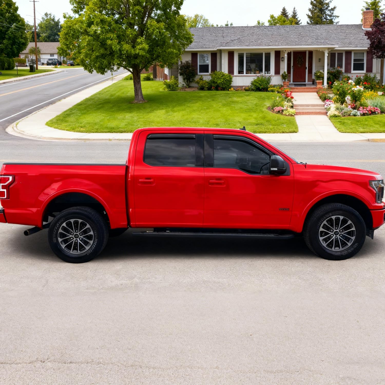 2015-2020 in-Channel Rain Guards Window Visors for Truck Ford F-150 SuperCrew/Crew Cab, Inside Front Rear Window Vent Deflectors Sun Shade Wind Visor Car Accessories, Dark Smoke