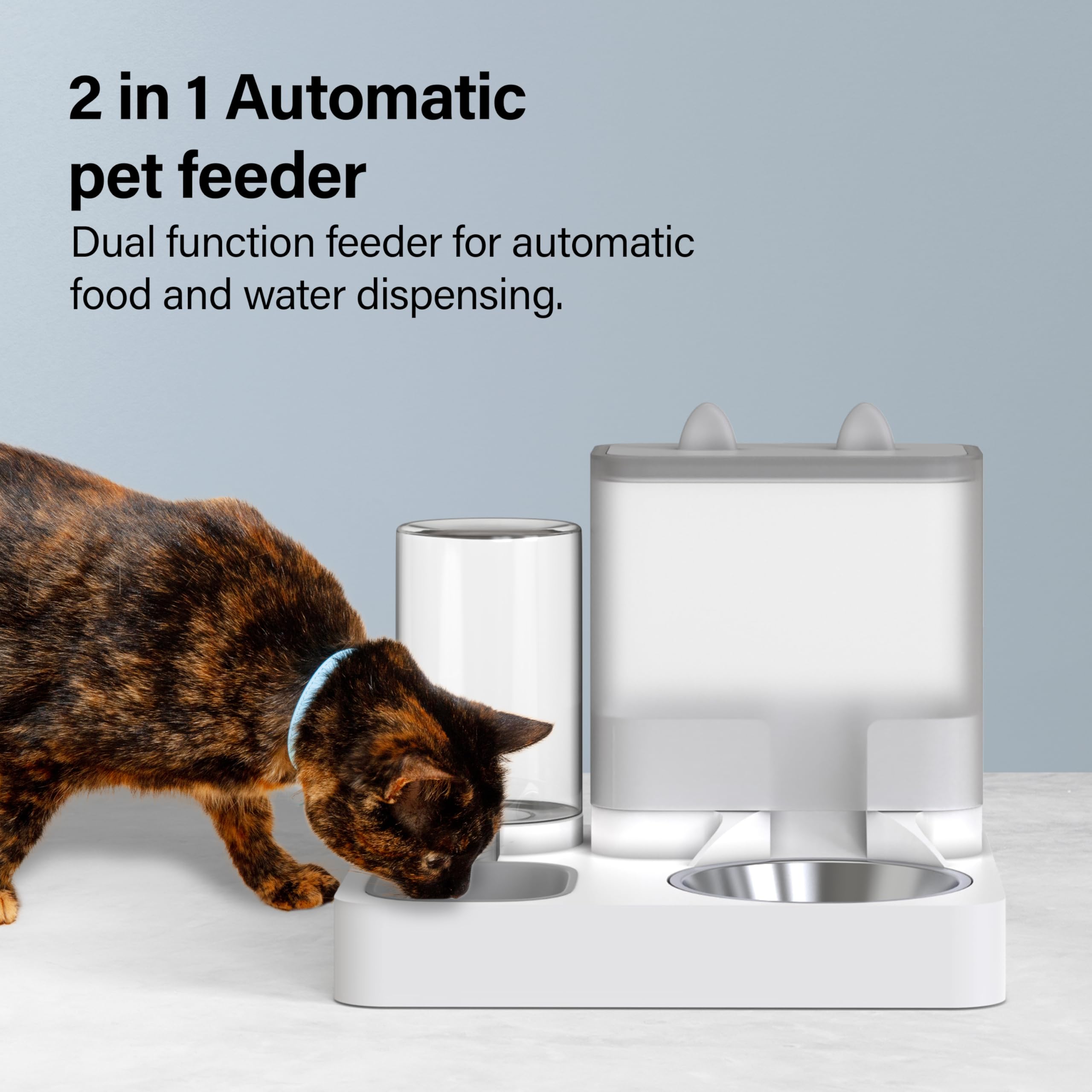 Distributeur Automatique 2 en 1 pour Animaux de Compagnie, Distributeur de Nourriture et d'eau, pour Petits Chats et Chiens, Distributeur d'eau de 2,2 L, Distributeur d'eau de 1 L, Station de