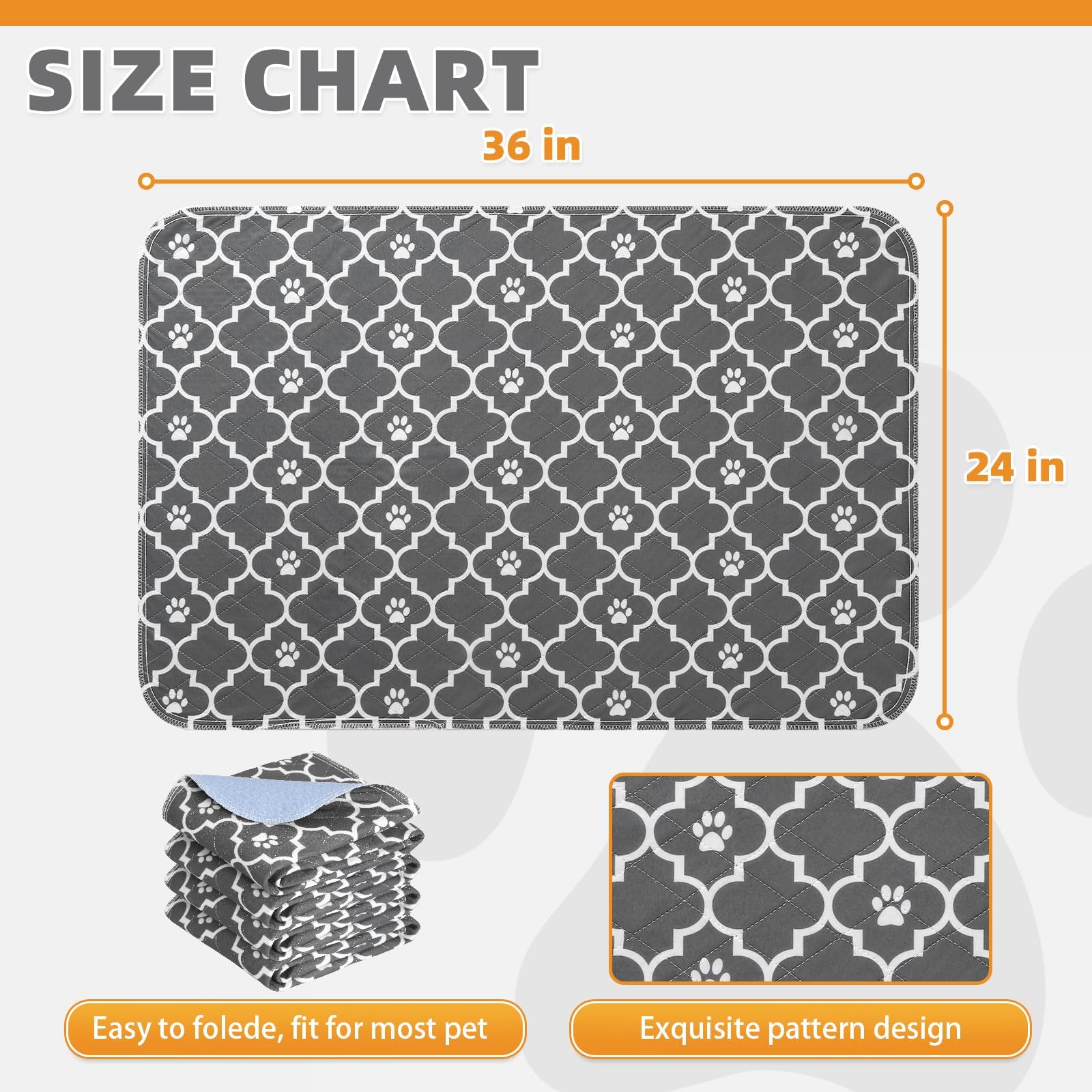 KOOLTAIL Almohadillas lavables para orina para perros, paquete de 4 almohadillas de entrenamiento reutilizables superabsorbentes de 24 x 36 pulgadas, almohadillas de entrenamiento para jaulas de