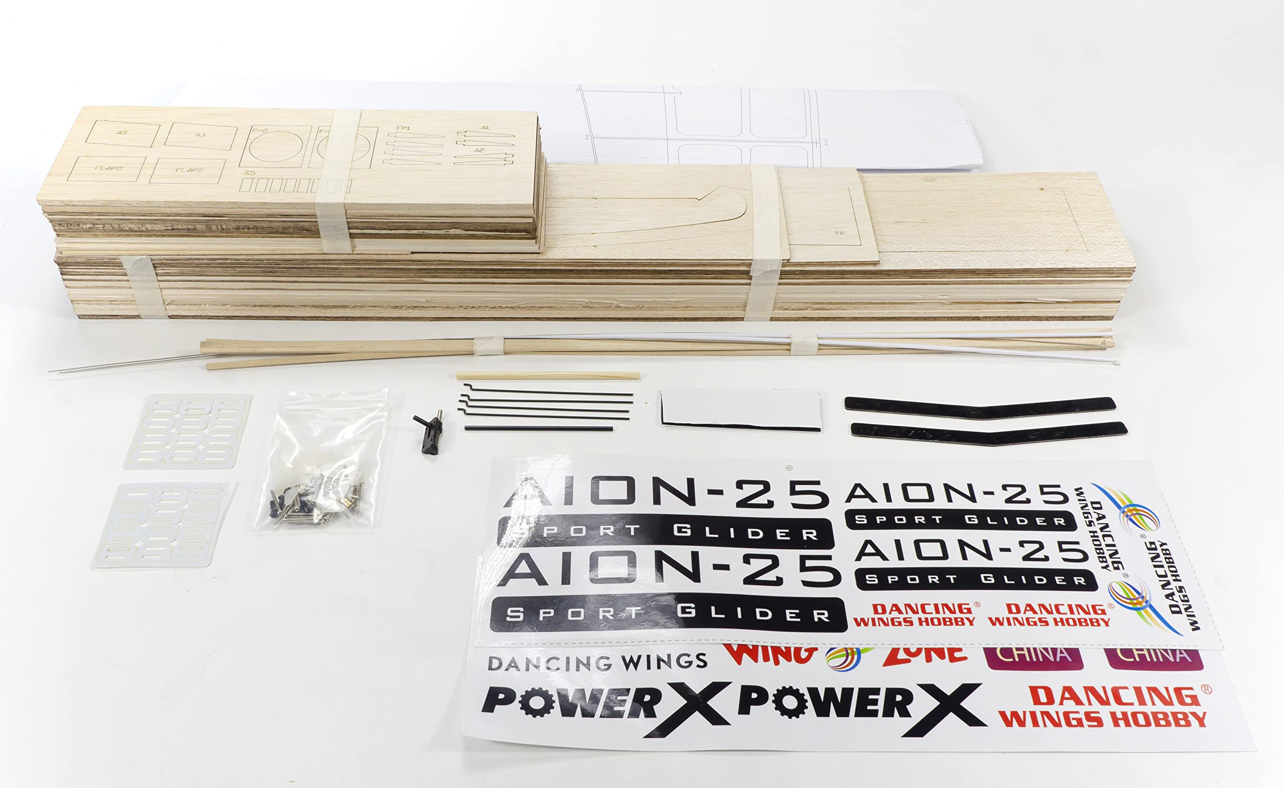 Balsawood Elektryczny szybowiec 2,5 m, zestaw do budowy, sterowanie radiowe, balsa, laserowo wycięty samolot, niezmontowany, dla dorosłych (F2501)