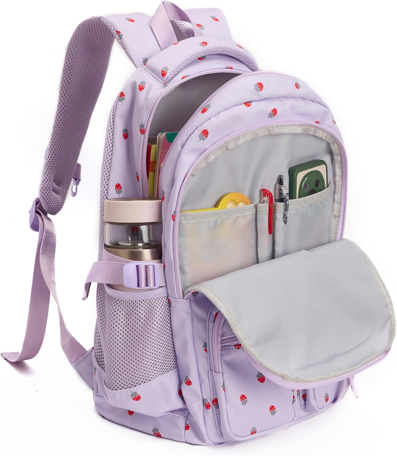 Girls Backpack Lightweight Bookbags for High School Laptop Backpack For College Women Big Student Daypack Casual (Strawberry-Purple)