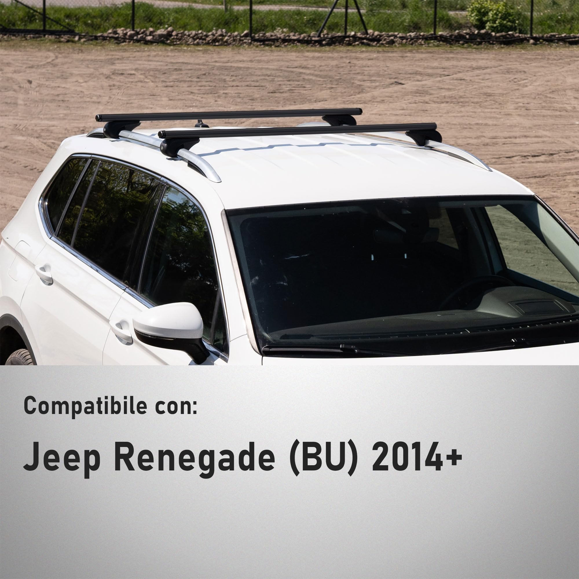 CHROMEMASTER Portapacchi da Tetto, Barre Tetto; Compatibile con Jeep Renegade 2014+; Per il Trasporto di Box da Tetto, Portabiciclette, Scala | Struttura Leggera e Resistente in Alluminio