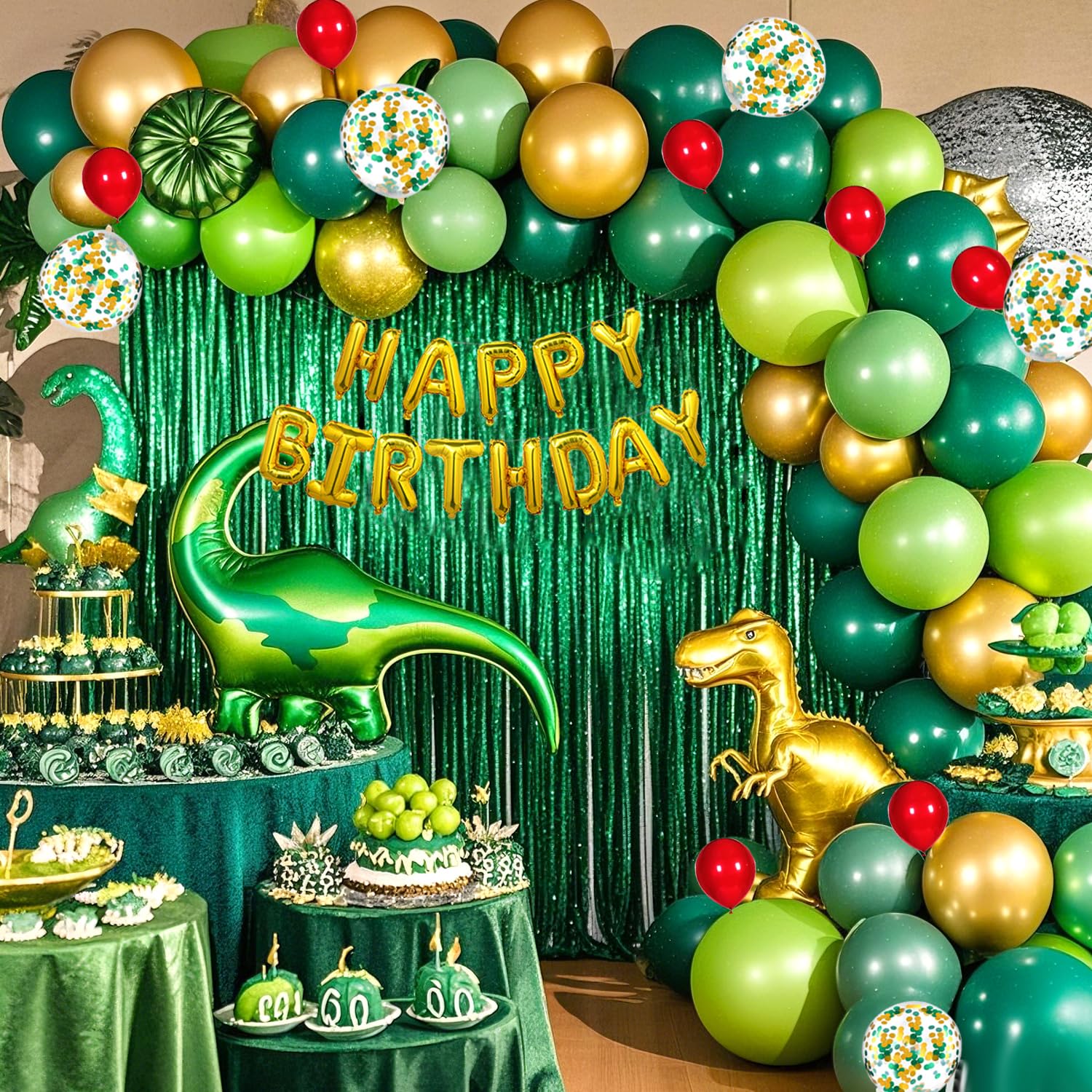 YinQin 80 Stück Schwarz Gold Glückwunsch Geburtstagsfeier Ballons mit Foto Hintergründe Banner Tuch Glitzer Schwarz Golden Ballon Deko Glückwunsch Geburtstagsfeier Zubehör für Männer Frauen