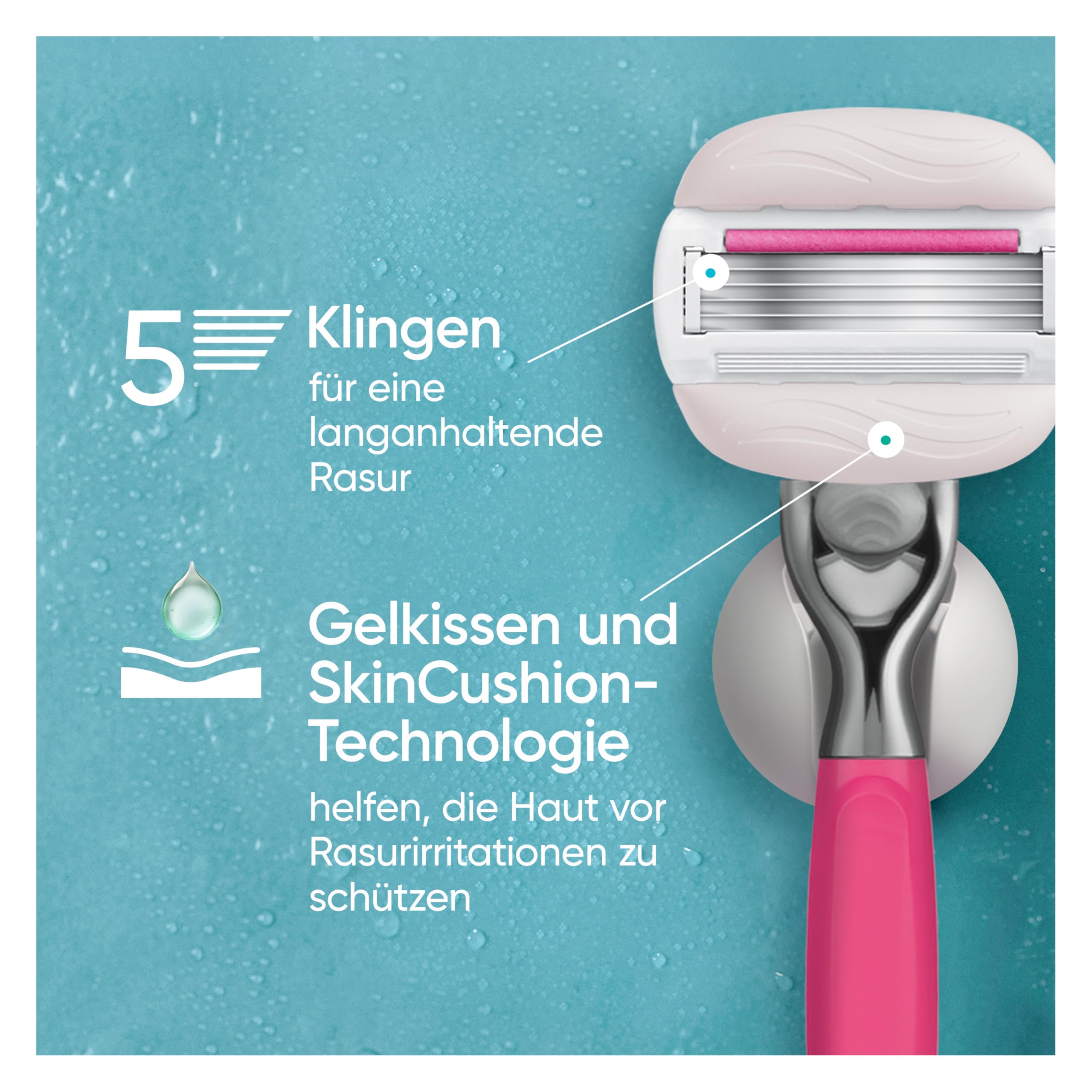 Gillette Venus Pro Comfortglide Tropical Rasierklingen Damen, 6 Origianl Ersatzklingen für Damenrasierer mit Granatapfel Duft