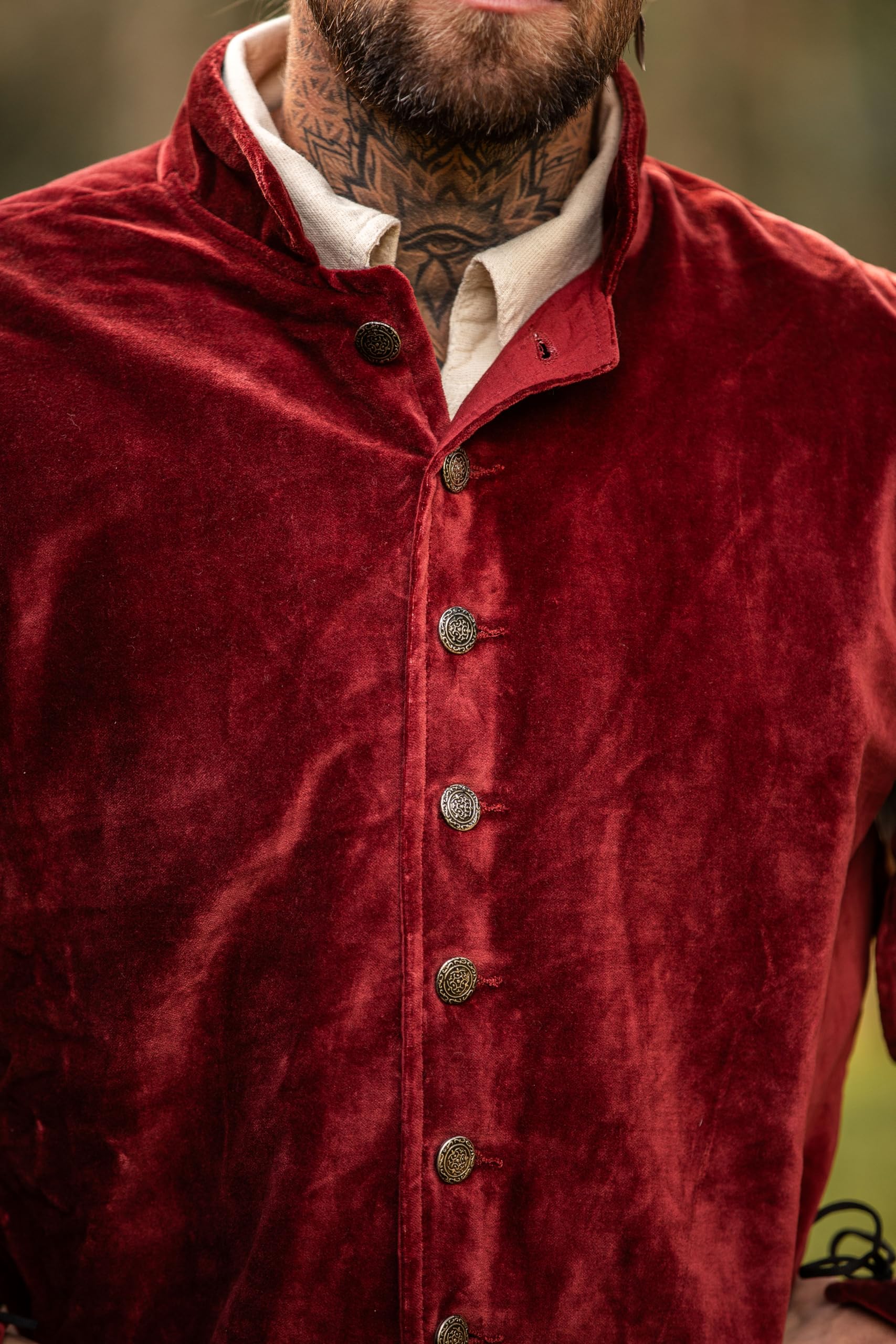 Leonardo Carbone® Veste Brandolf pour homme - Design unique - Parfaite pour les jeux de rôle et les fêtes costumées - Moyen-Âge - Viking - Costume - Vestes pour homme - Coton