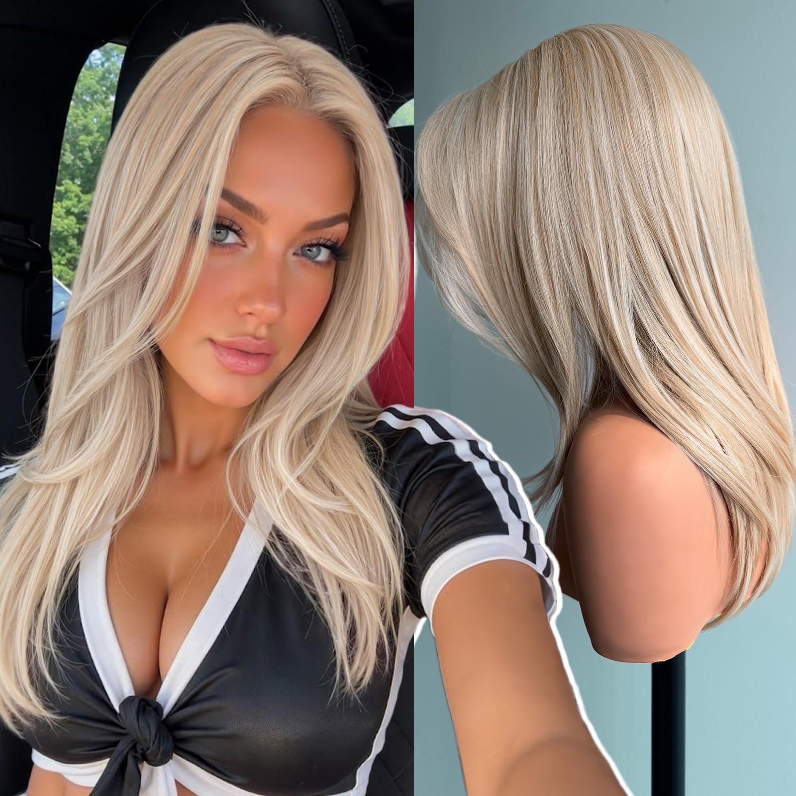 Photo 1 of KOME Blonde Layered Straight Lace Front Wig 20IN