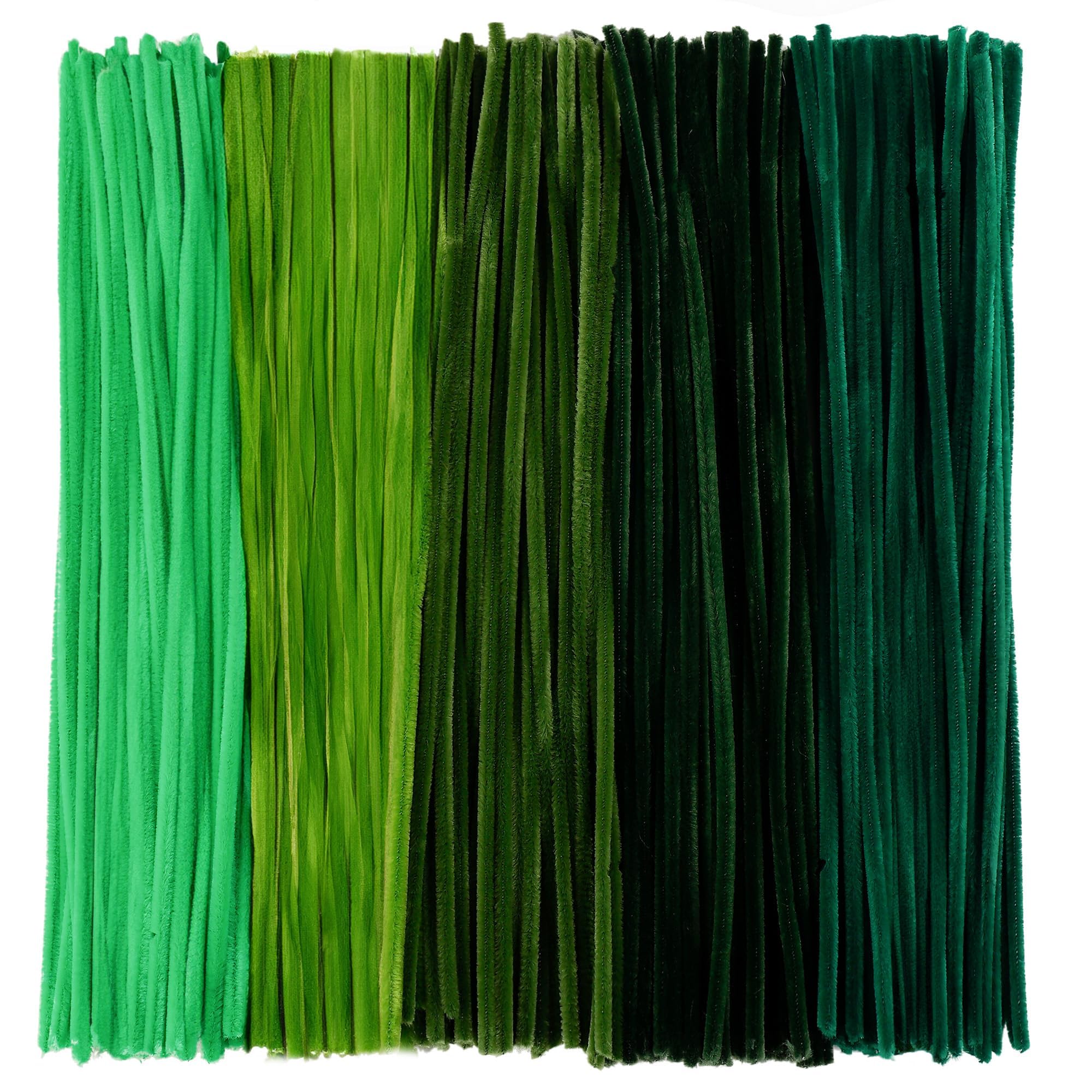 Caydo 200 Pieces Gradient Green Pipe Cleaners, Thick Fluffy Chenille Stems Bulk for Flowers, Animals, Kids Creative Arts &amp; Crafts Making