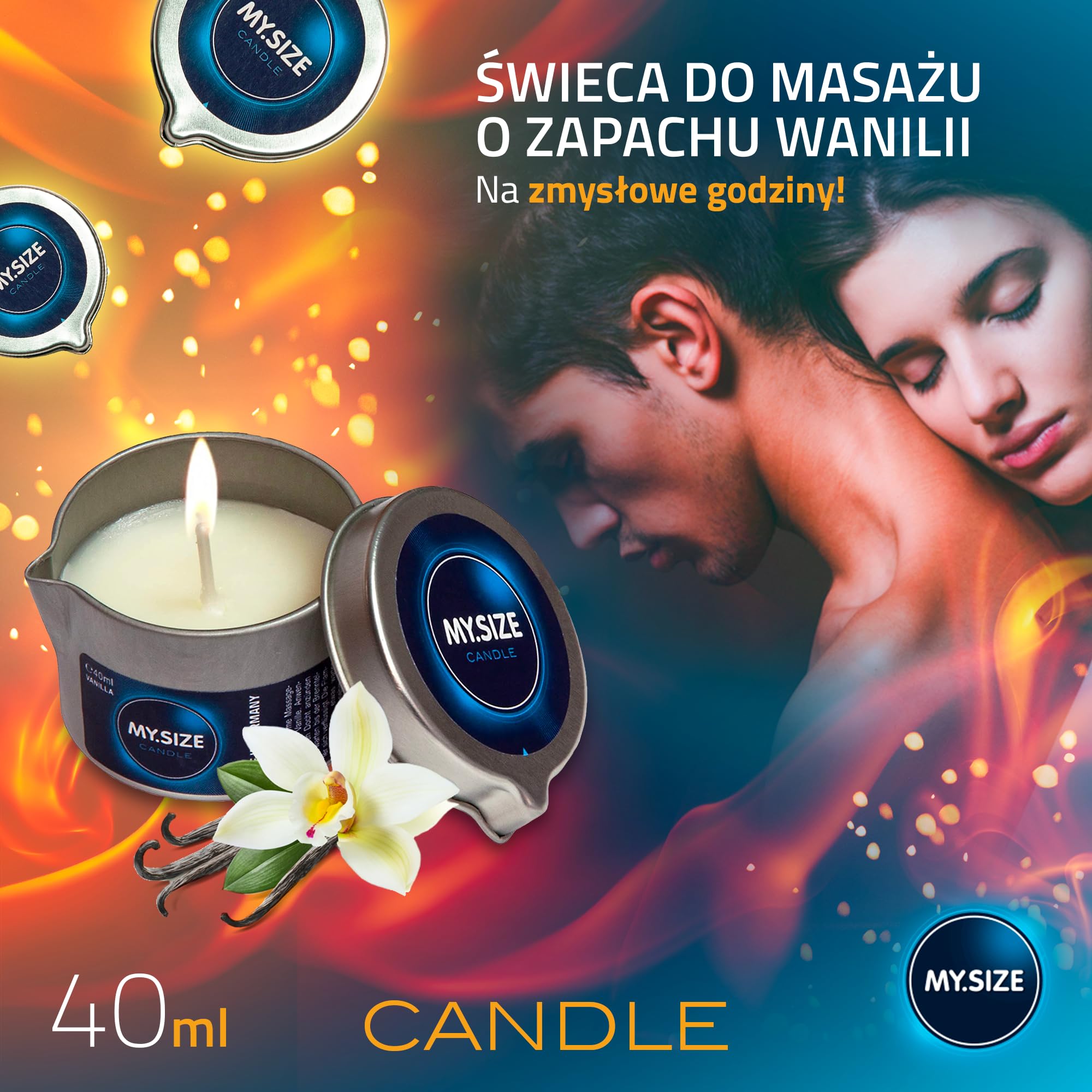 MY.SIZE Świeca do masażu wanilia 40ml I Wosk relaksacyjny o zapachu waniliowym I Wosk z naturalnych surowców i olejem kokosowym