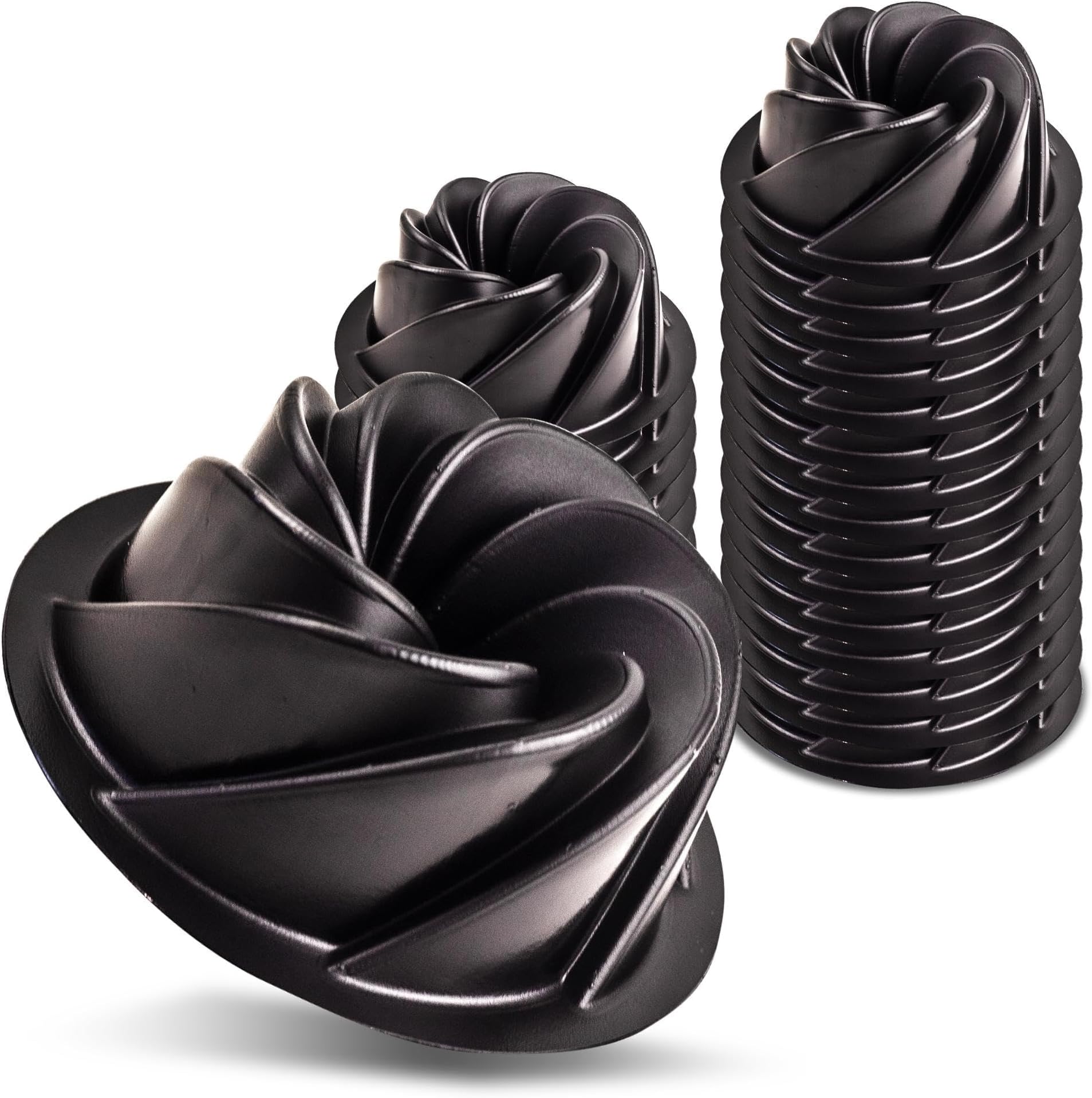 O'Creme Bakeable Plastic Mini Swirl Cake Pan, Baking Pan With Non-Stick Silicone, Reusable nonstick baking molds, Durable, Lightweight, Easy Storage for Baking and Much More - 25 QTY Pack