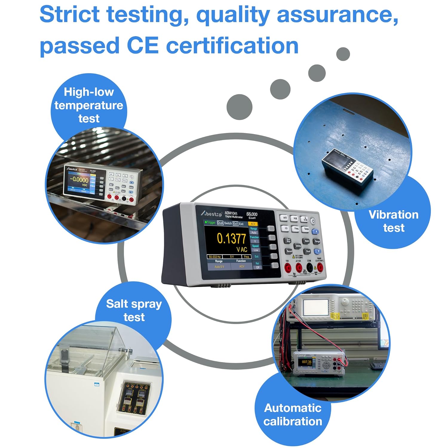 Abestop ADM1041 Multimeter, Bench Multimeter Tester, 1000V DC Voltage Tester and 10A AC/DC Current, True RMS, Resistance, Frequency, Capacitance, Diode, Continuity for Multiple Testing